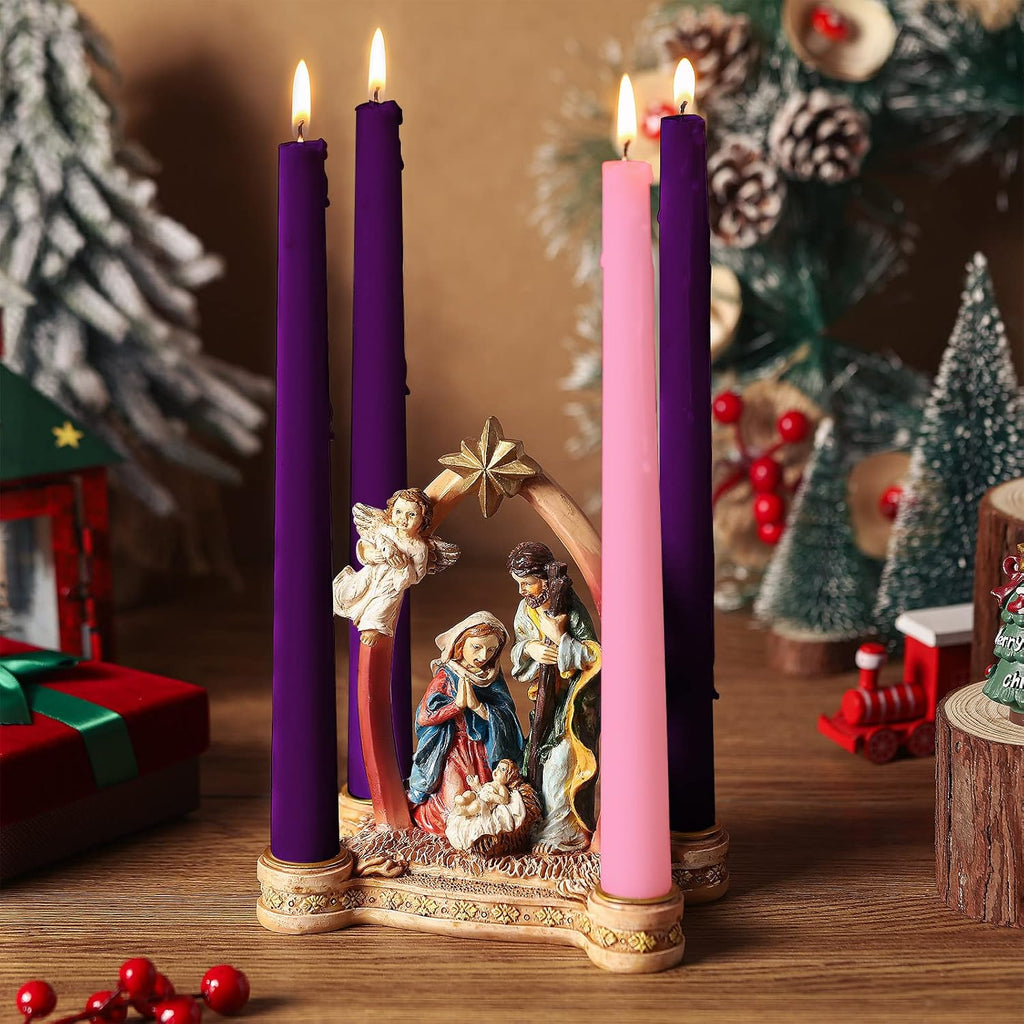 Nativity Advent Candle Holder Decoration,Multicolor