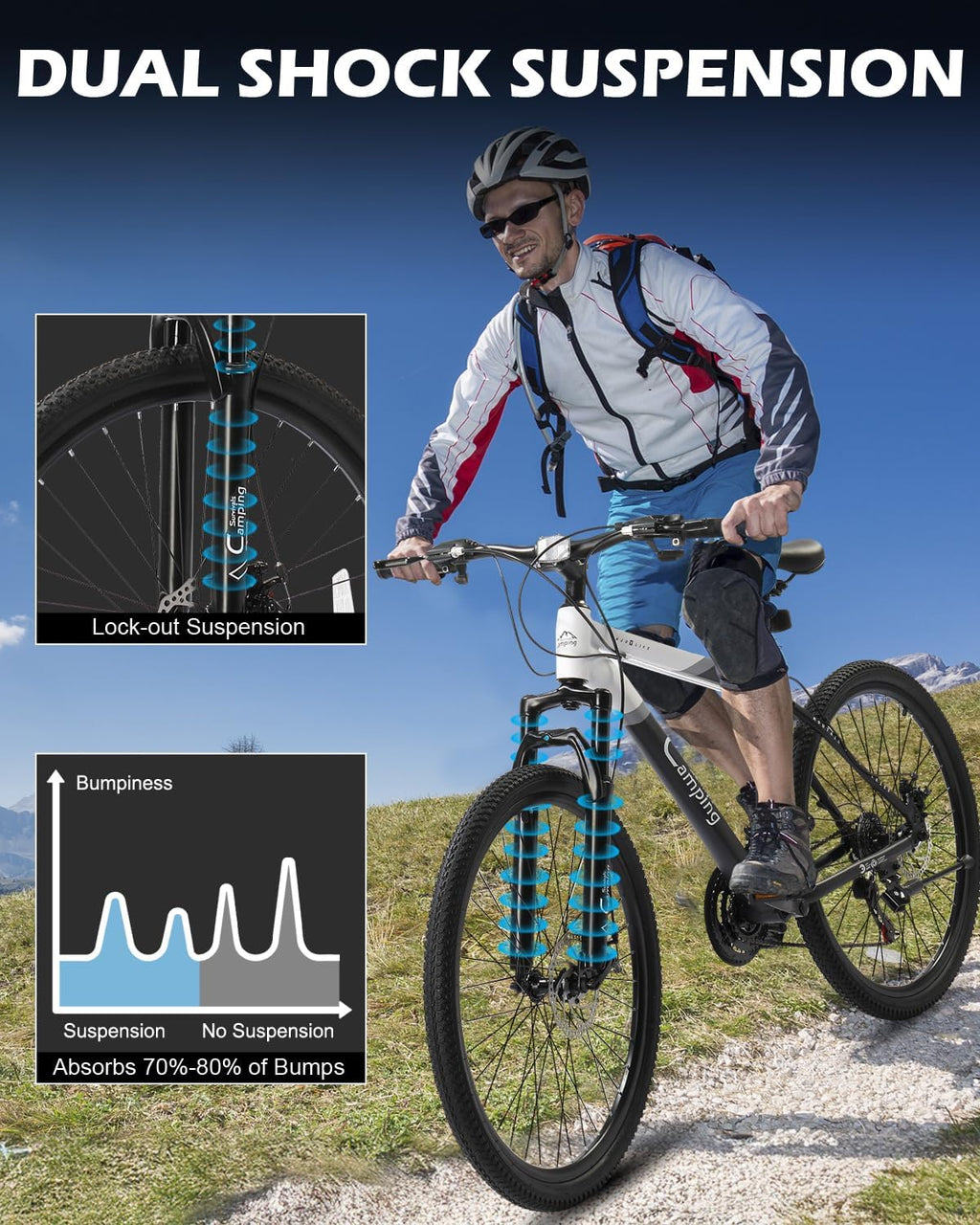 26/27.5" Mountain Bike 21 Speed Men's Mountain Bike with Lightweight Aluminum Frame, Powerful Dual Disc Brake