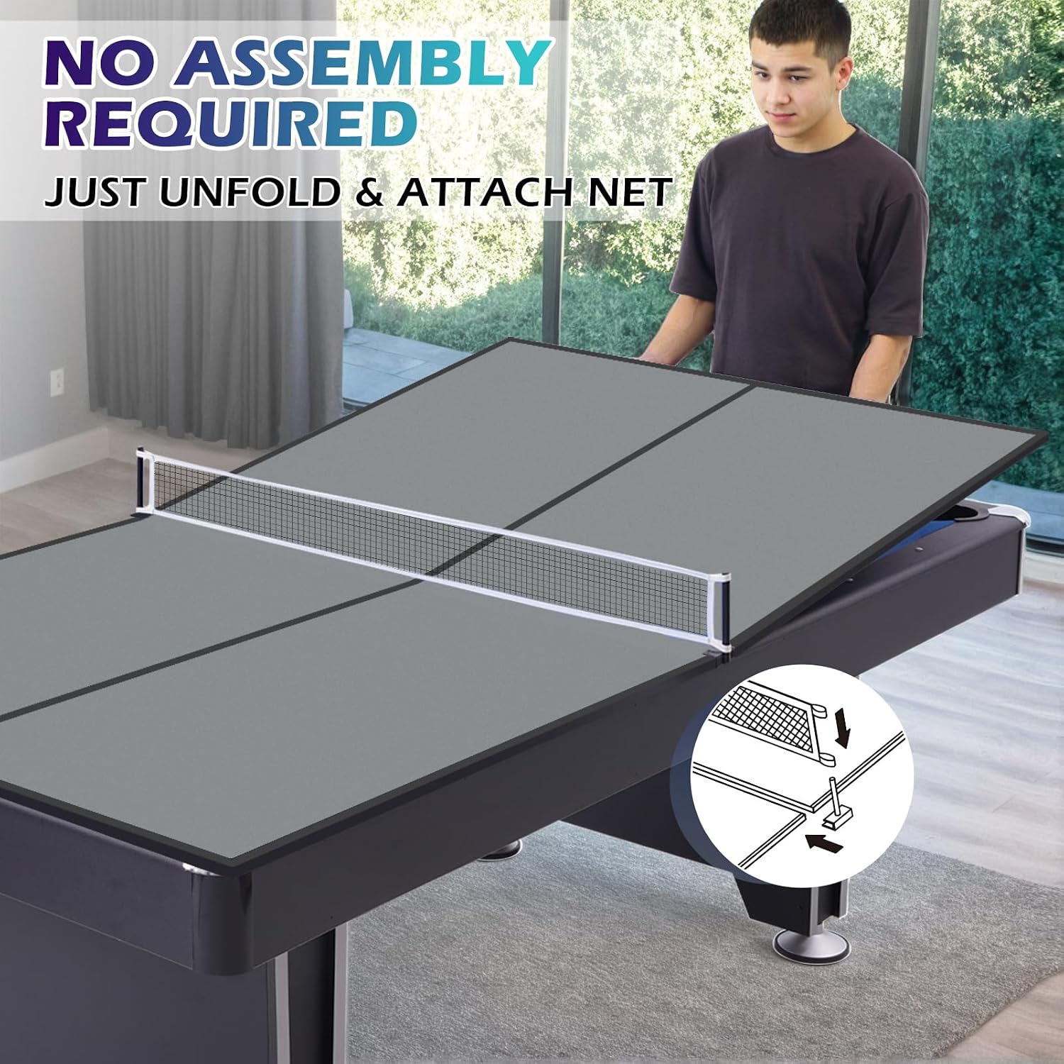 Ping Pong Table Top, Foldable Table Tennis Table Topper for Pool Table, Indoor Outdoor Table Tennis Conversion Top