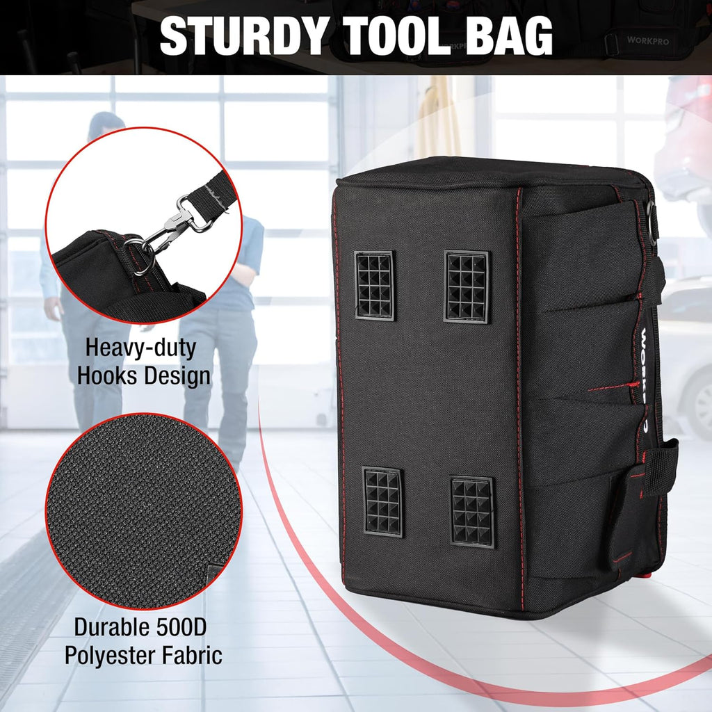 14-inch Tool Bag, Multi-pocket Tool Organizer with Adjustable Shoulder Strap, W081021A , black
