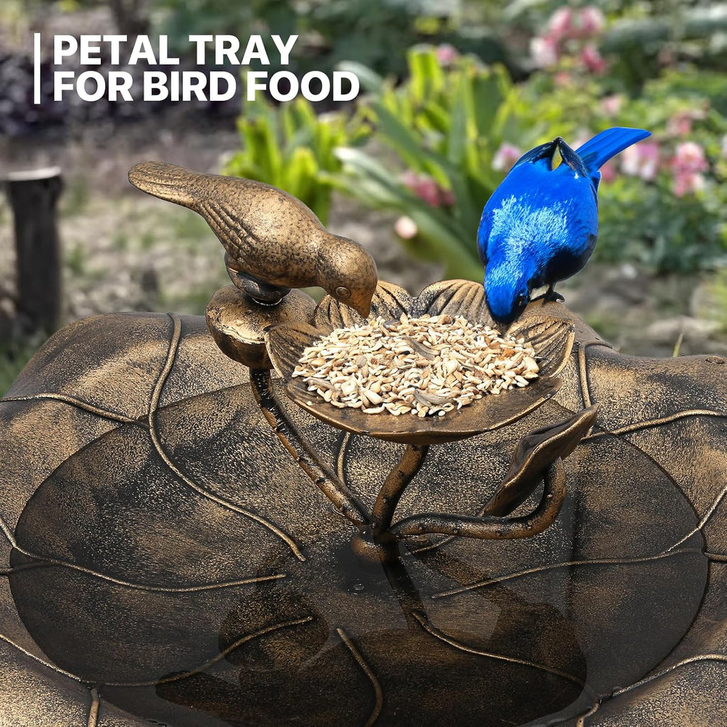 28" Pedestal Bird Bath, 2 Tiers Tall, 5L Water Capacity, Bronze
