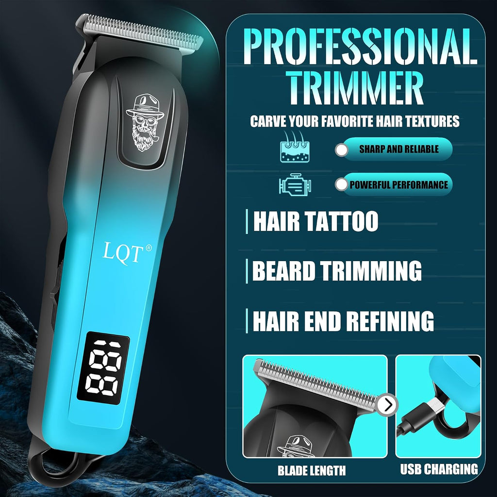 Professional Hair Clippers for Men, Cordless Barber Clippers with Precision Trimmer and Dual Foil Shaver,LED Display