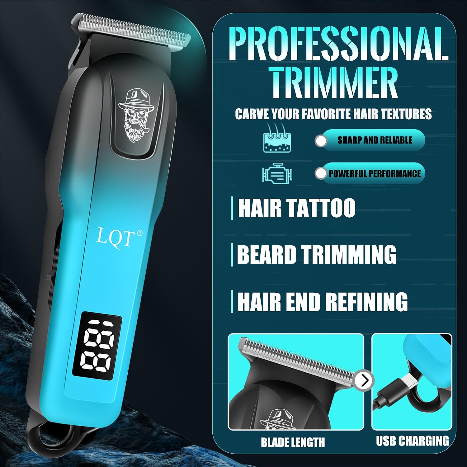 Professional Hair Clippers for Men, Cordless Barber Clippers with Precision Trimmer and Dual Foil Shaver,LED Display
