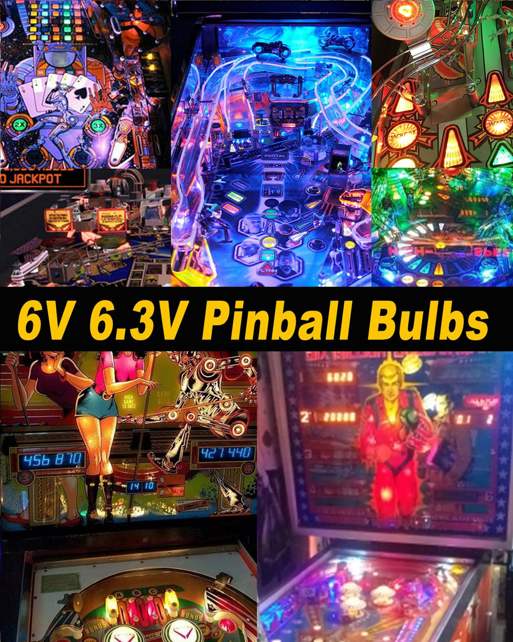 LED 6V 6.3V DC BA9S GE44 47 Pinball LED Light Bulb White