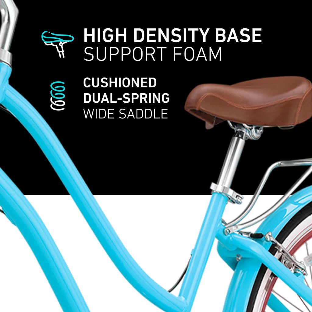 EVRYjourney Women's Beach Cruiser Bike, Step-Through Touring Hybrid Bicycle