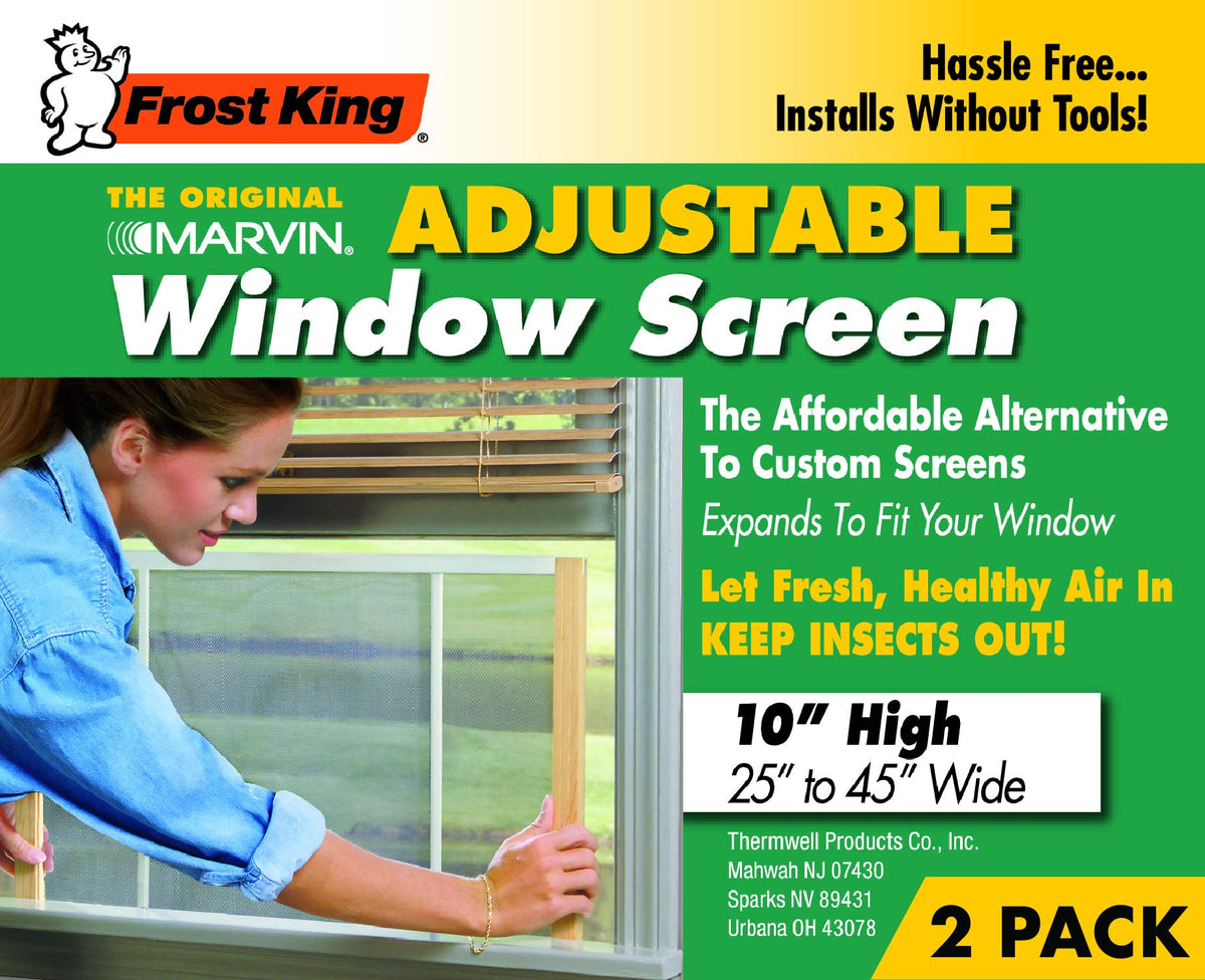 2AWS1045 WB Marvin Adjustable Window Screen, 10in High x Fits 25-45in Wide (2-Pack)