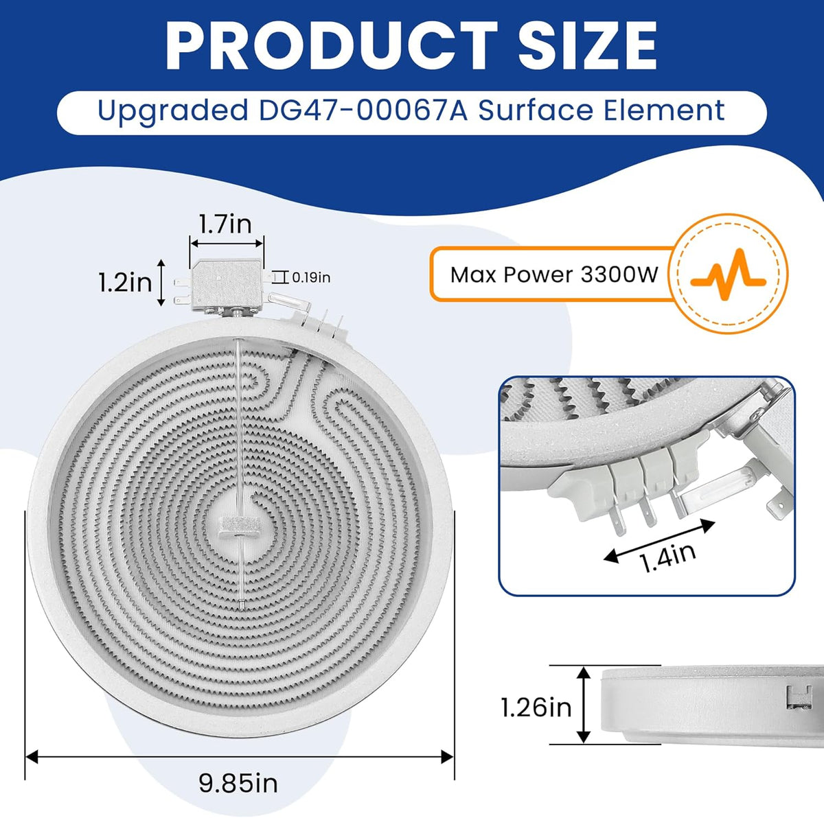 DG47-00067A 10 In Dual Radiant Surface Element Fit For L-G Electric Ranges
