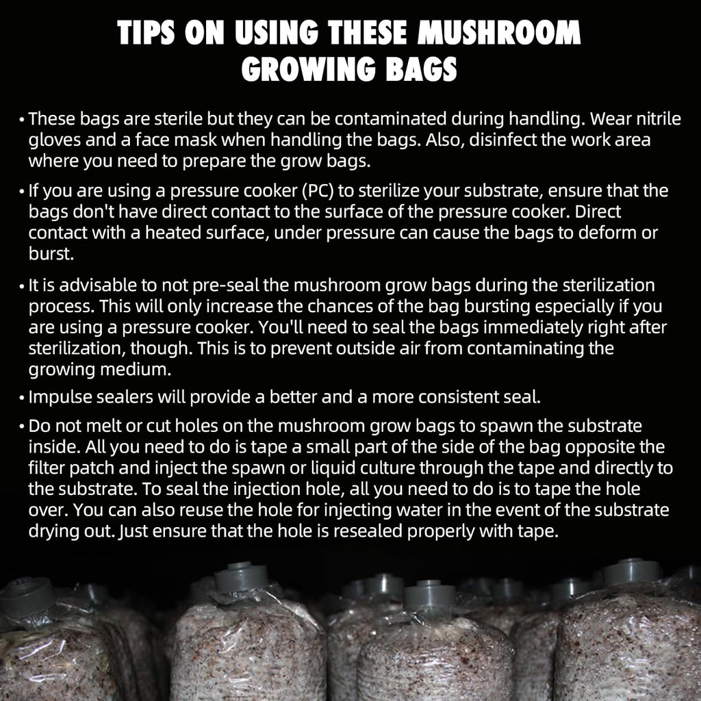 Autoclavable Mushroom Grow Bags Bulk with Microporous Filter Patchs