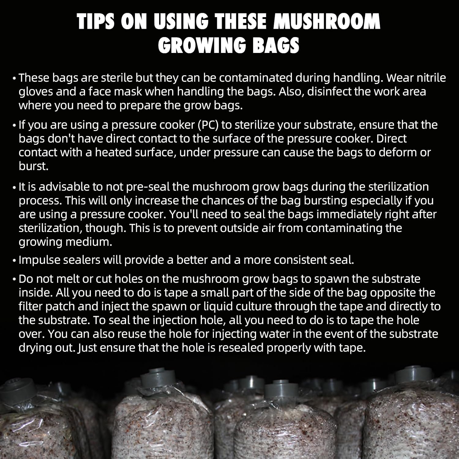 Autoclavable Mushroom Grow Bags Bulk with Microporous Filter Patchs