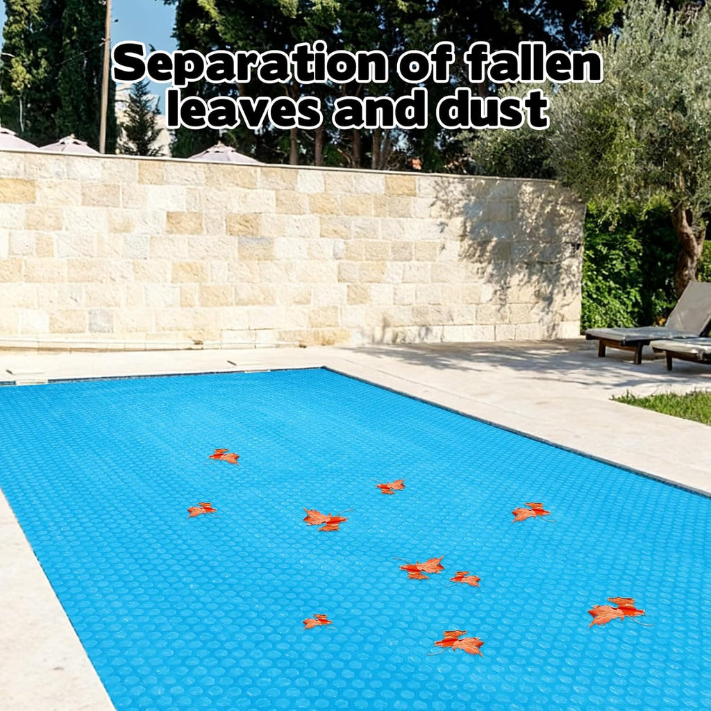 8.5x5.5 Ft Rectangle Solar Pool Cover for Above Pools, Blue Bubble Insulation Blanket for Heating, Heat Retention