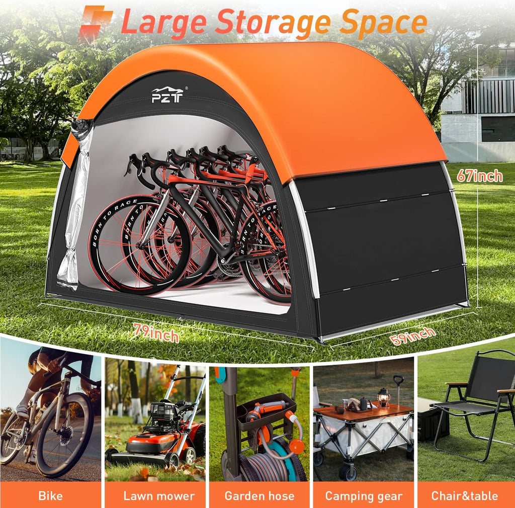 Upgraded Bike Tent with Rain Cover, Outdoor Storage Shed for 4-5 Bikes | 210D Oxford Fabric PU4000 Waterproof, Bike