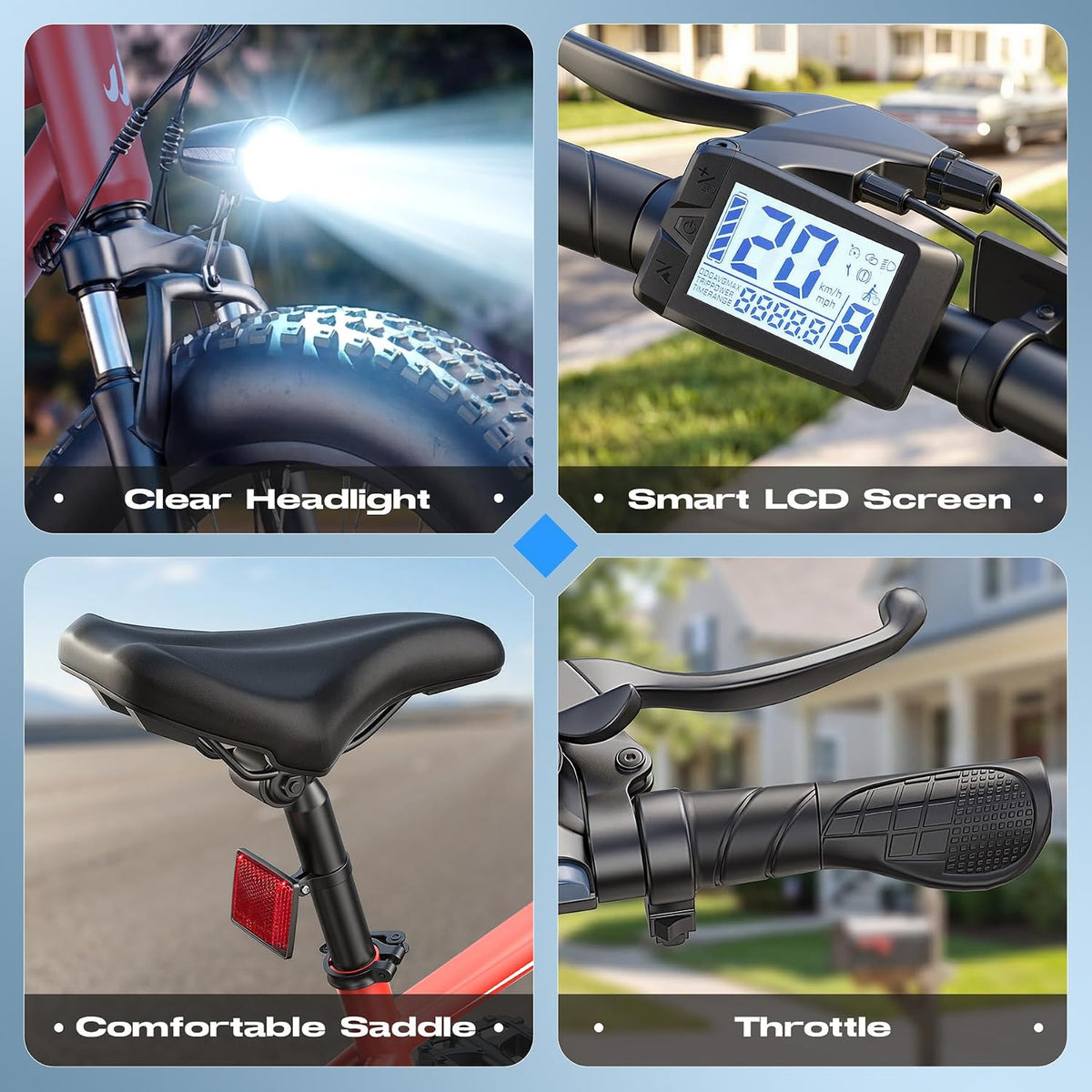 Electric Bike for Adults, 20"x4.0" Fat Tire Electric Bike | 500W Motor Ebike, 48V 499WH Removable Battery, Up to 45