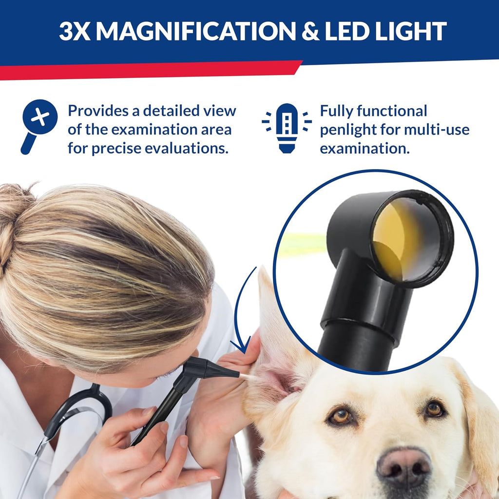 Basic Medical Pocket Size Otoscope with LED Light, Clip and 4 Specula Sizes for Students, EMTs, Nurses, Doctors, and