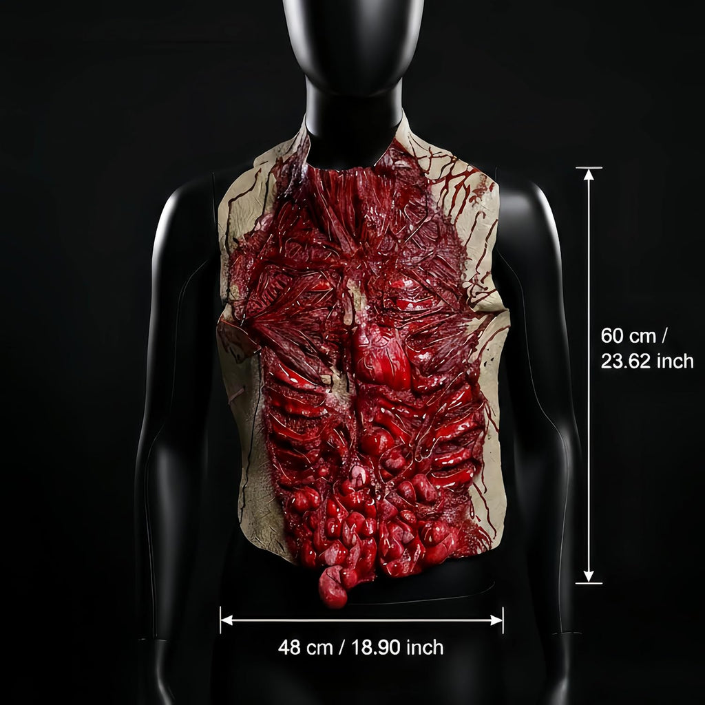 Scary Zombie Chest Piece for Adults Bloody Skeleton Halloween Costume Prop | Wearable Exposed Intestines Torso, Gory