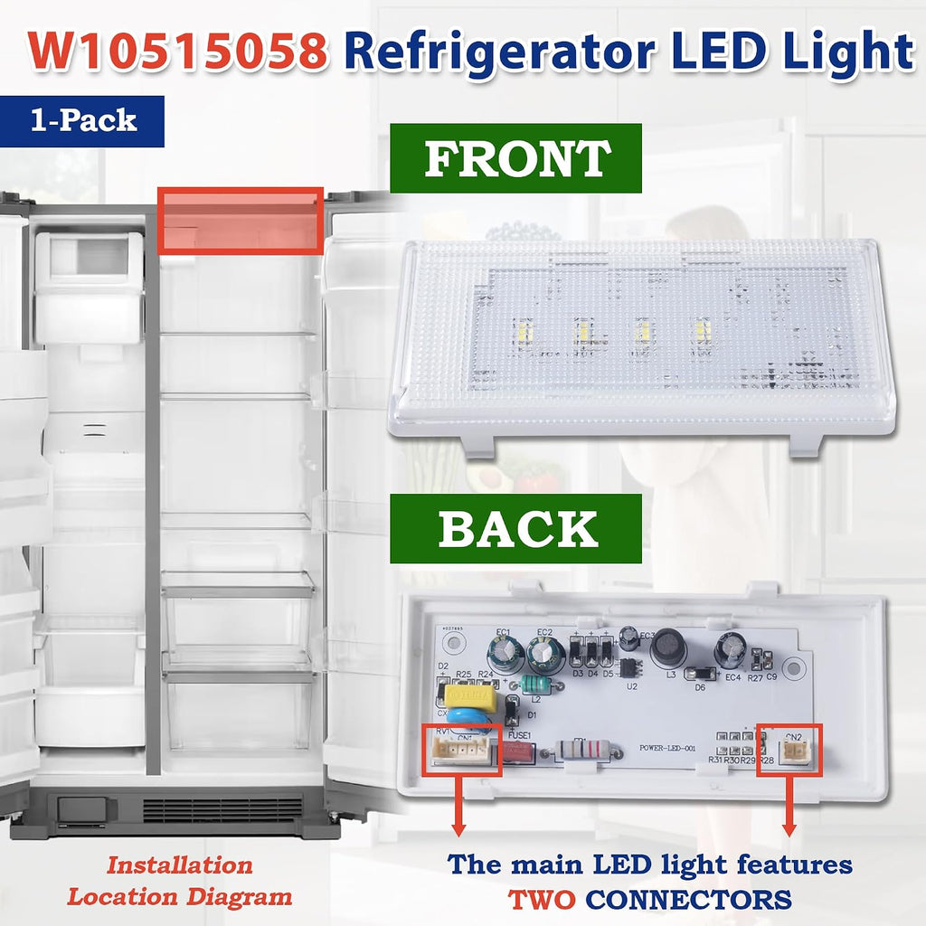 3-Pack Refrigerator LED Light Kit Fit for Whirl-pool WRS325FDAM04 Freezer