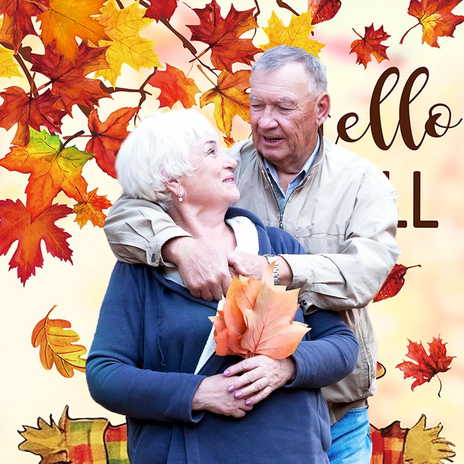 Fall Door Banner Cover Scarecrow Pumpkin Leaves Hanging Banner Autumn Harvest Fabric Photo Background for