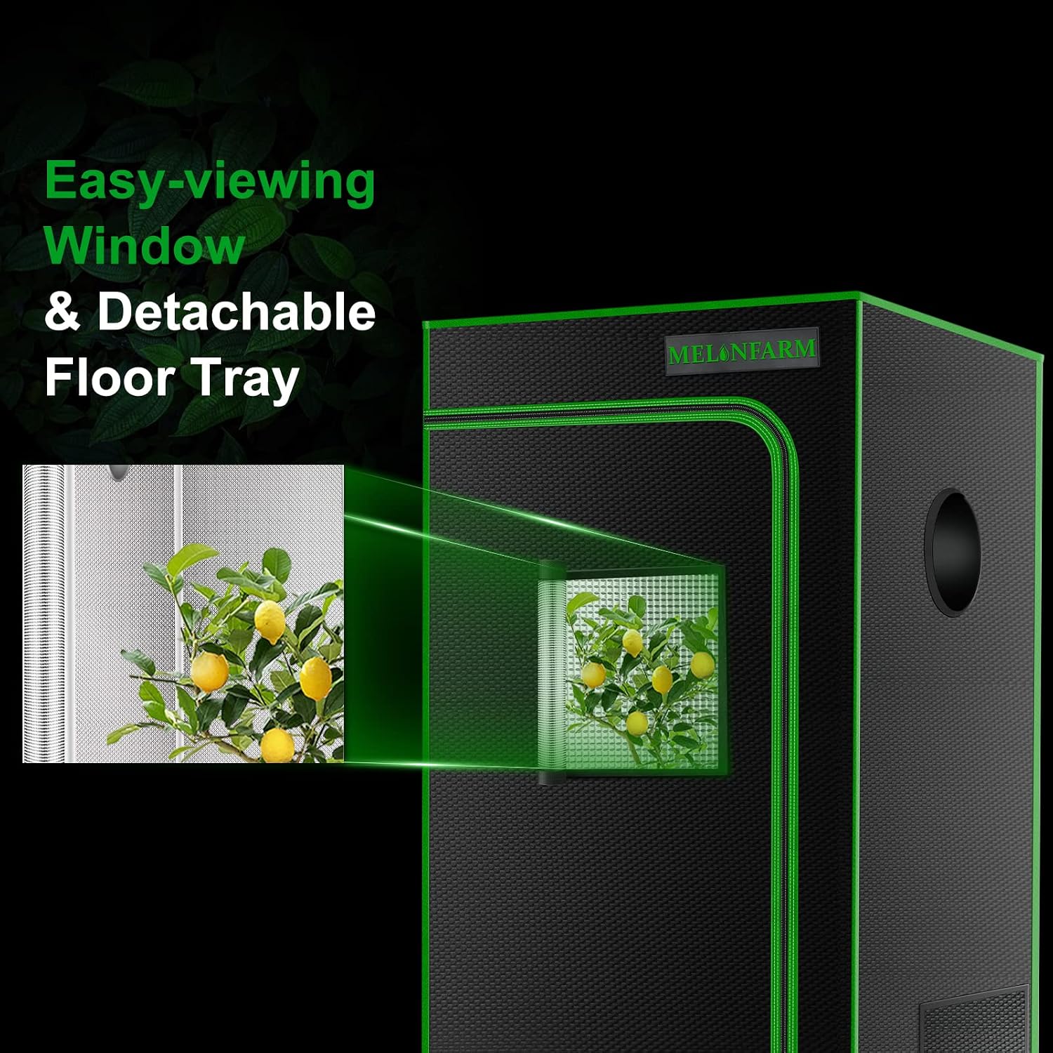 2x2 Grow Tent, 24"x24"x36'' High Reflective 600D Diamond Mylar Canvas with Observation Window and Floor Tray for