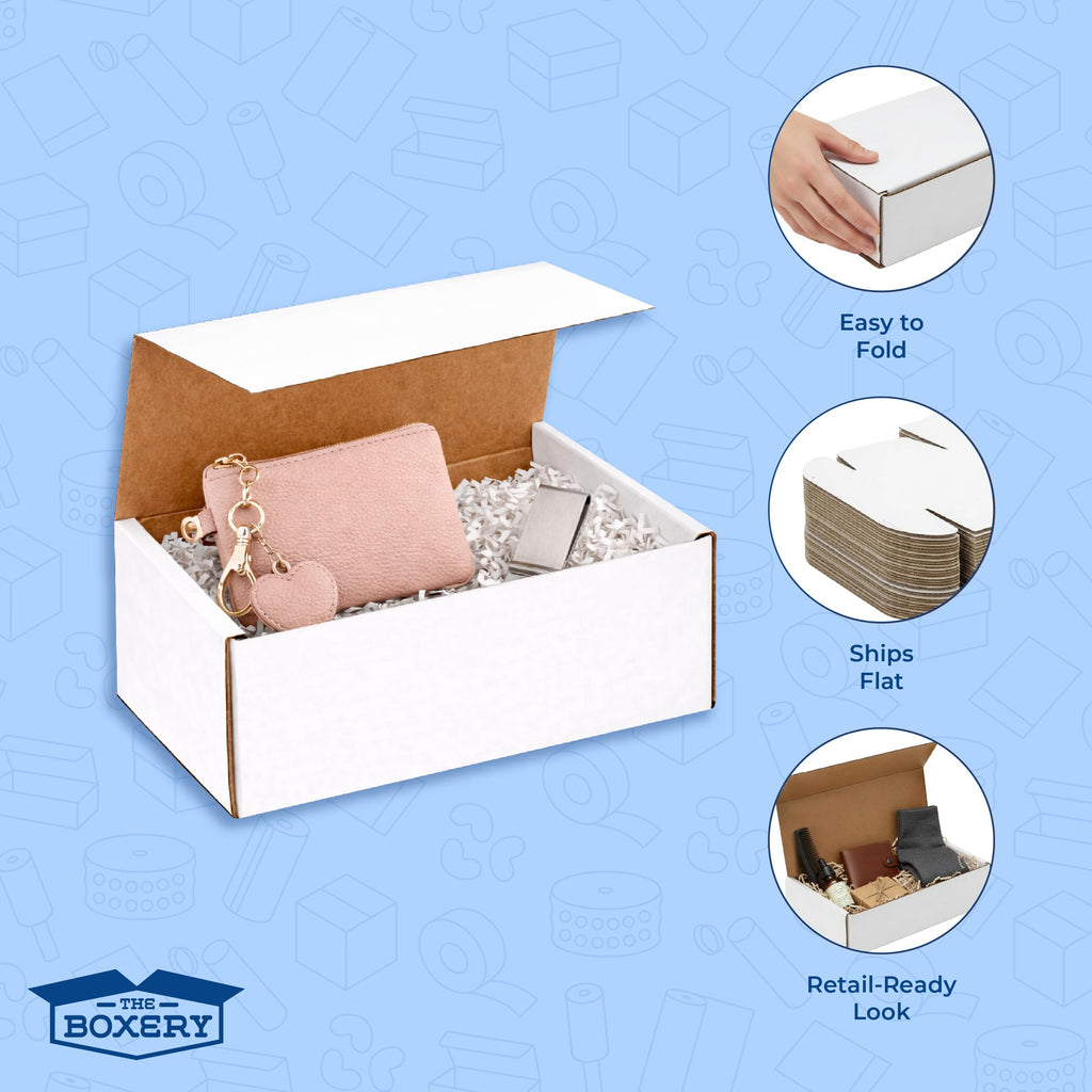Corrugated Mailers White Tuck Shipping Boxes (7x4x4)