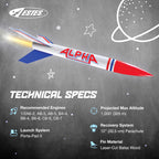 1225 Alpha Rocket-Building Kit, Intermediate Flying-Rocket-Model Kit for Ages 10+