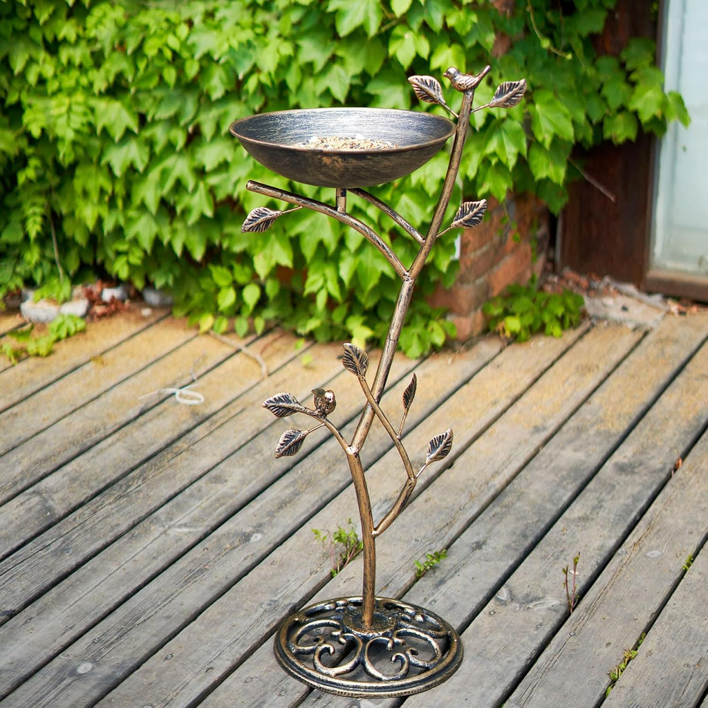 Diam 11.4" W x 31" H Cast Iron Pedestal Bird Bath, Bird Baths for Outdoors,Vintage Metal Bird Bath Garden Yard