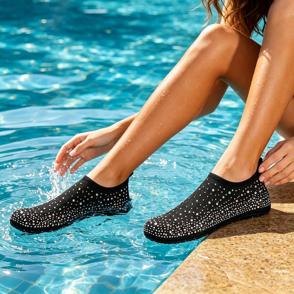Womens Barefoot Water Shoes Quick-Dry Aqua Socks Slip-On Non Slip Beach Shoes Travel House Slippers Swim Surf Yoga