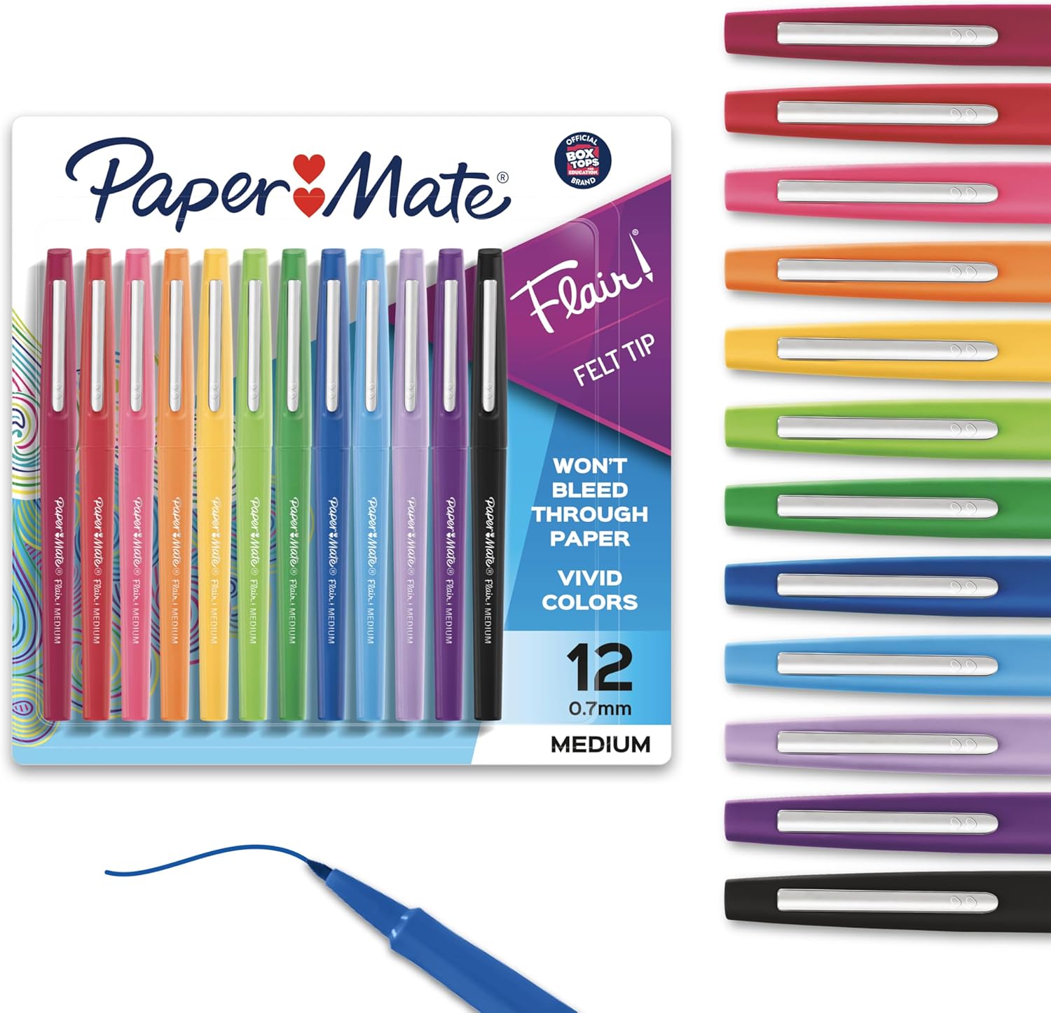 Flair Felt Tip Pens, Medium Point (0.7mm), 12 Count - For Arts & Crafts, Note-Taking, Journaling, School Supplies for