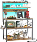 Bakers Rack with Power Outlet & RGB LED, 31.5 In Coffee Bar Table