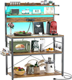 Bakers Rack with Power Outlet & RGB LED, 31.5 In Coffee Bar Table
