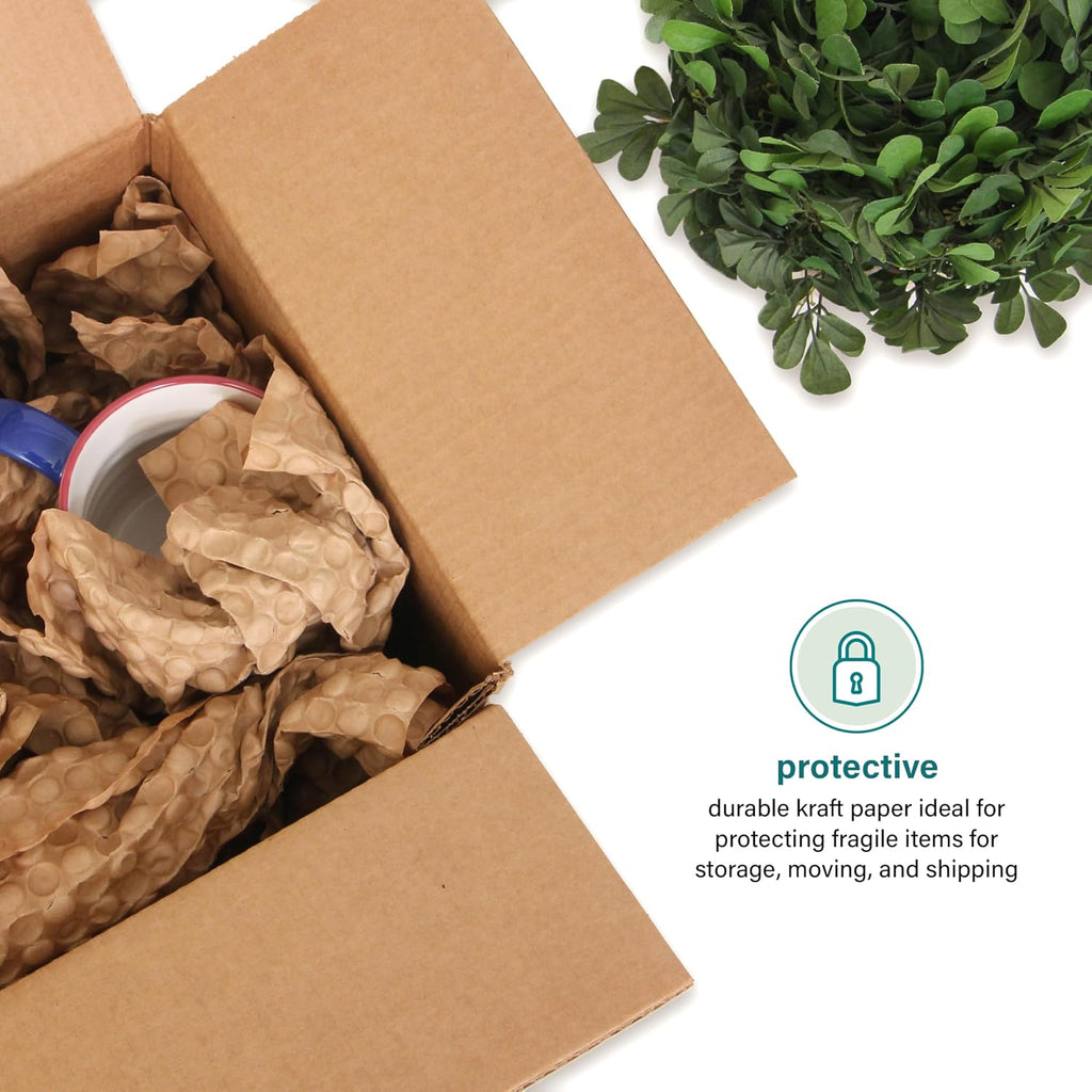 Paper Bubble Wrap Sheets for Packing, Moving, & Shipping - 12" x 12" x 250' - Eco-Friendly Kraft Bubble Paper