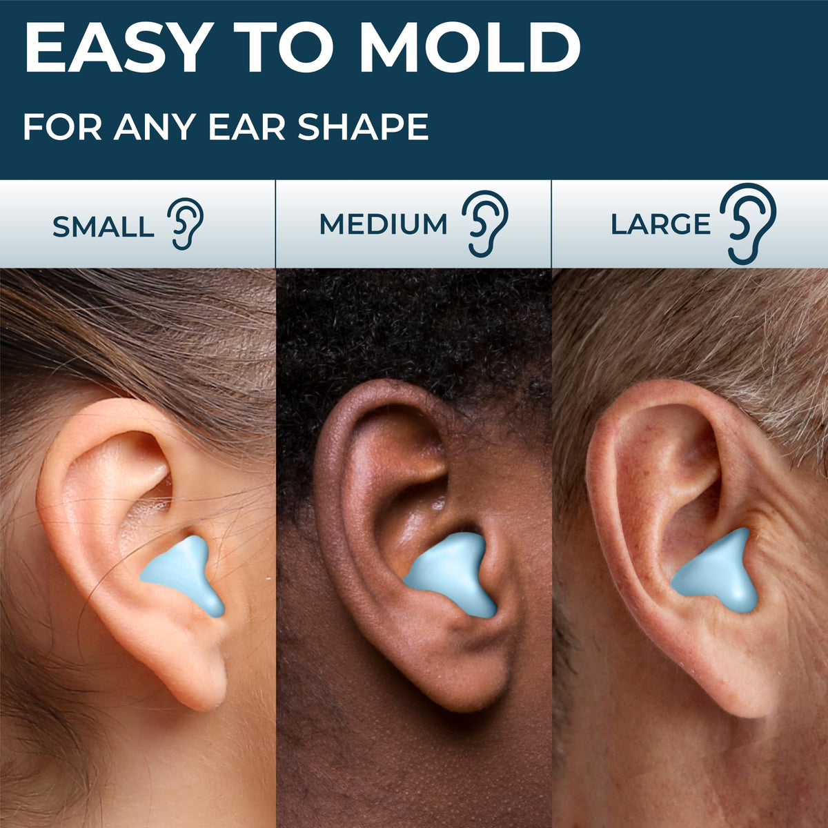 PQ Wax Ear Plugs, Silicone Earplugs for Sleep, Blue, 50 Ct