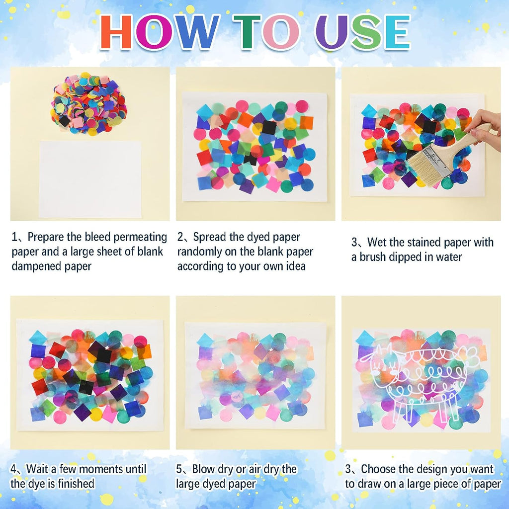 8000 Pcs Bleeding Tissue Paper 1 Inch Squares and Round