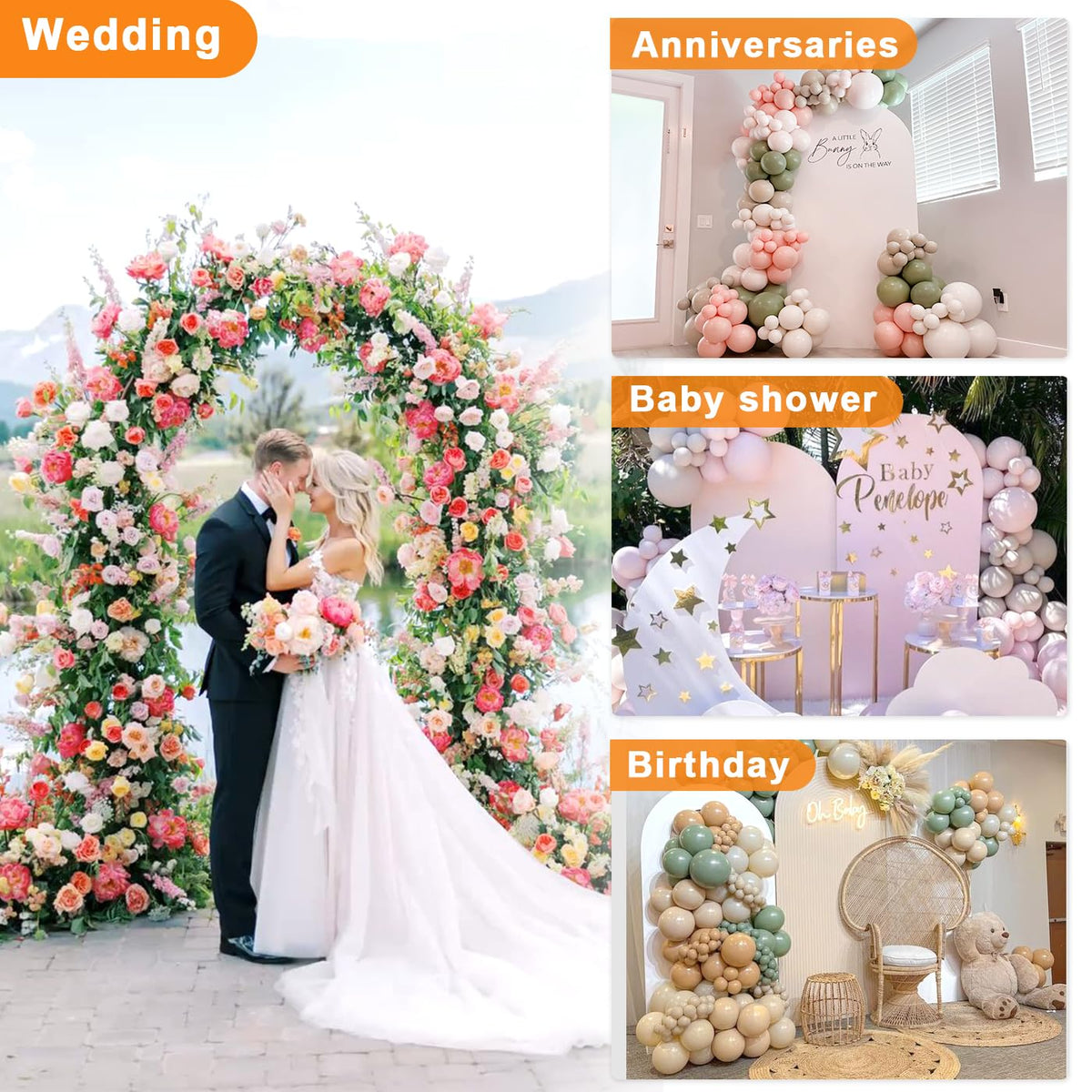 Arch Backdrop Stand 7.2FT, Wedding Arch Stand with Base,Balck