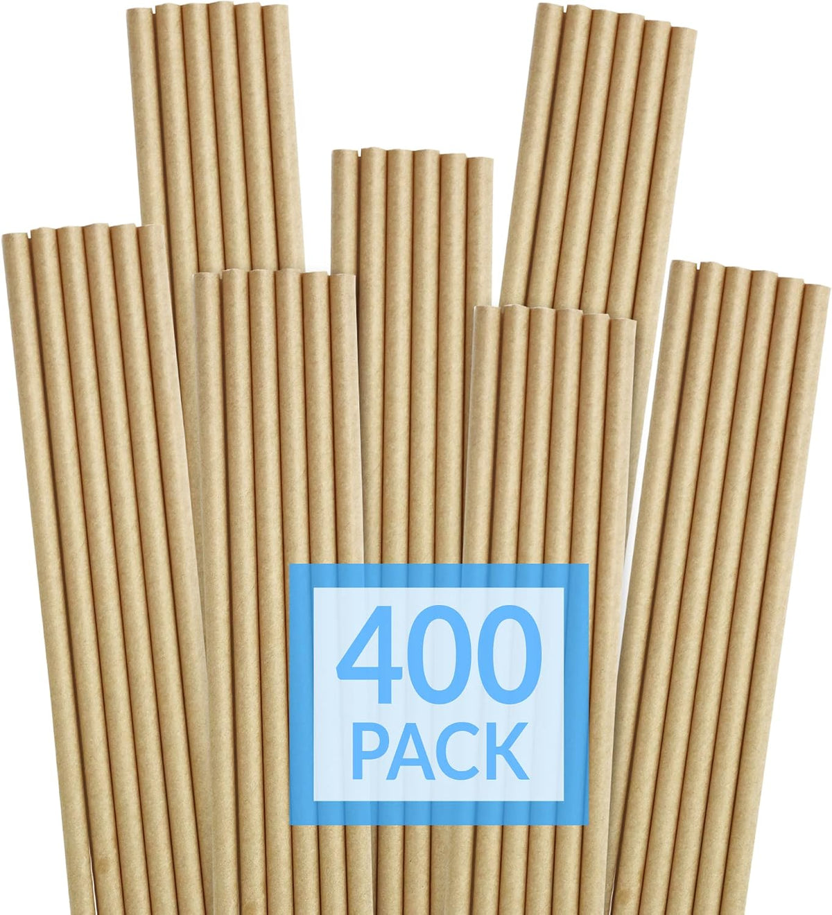 400 Pack Paper Straws (Kraft Brown) | Paper Straws for Drinking