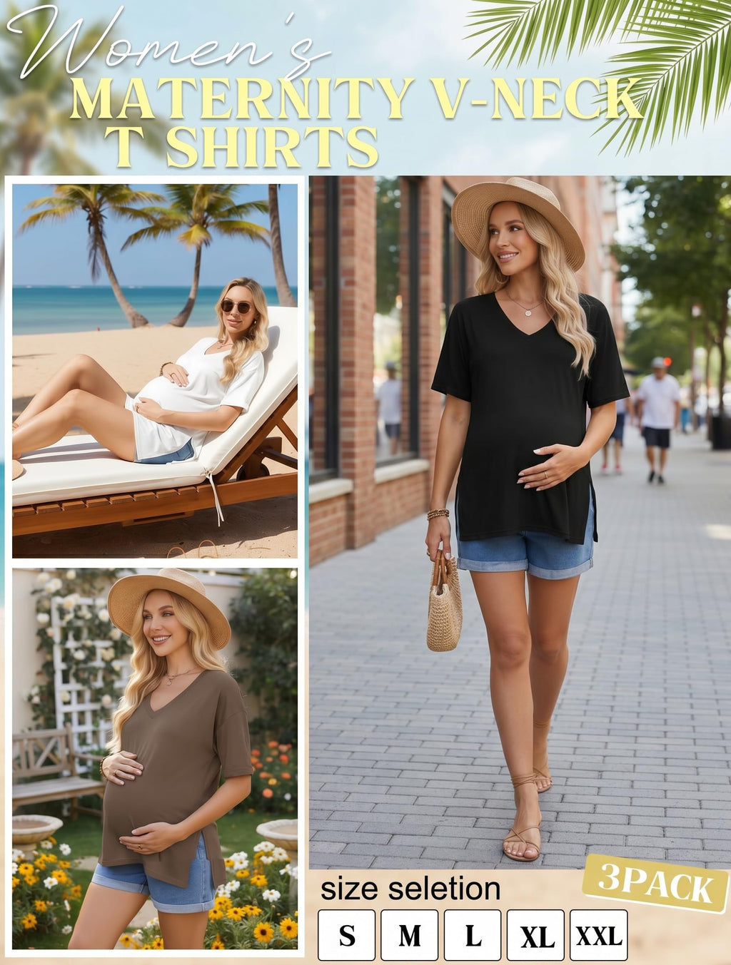 Maternity Shirts Loose Short Sleeve Tunic Pregnancy Clothes M