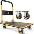 Push Cart Dolly, Foldable Moving Platform Flat Cart, 330 lb, Yellow