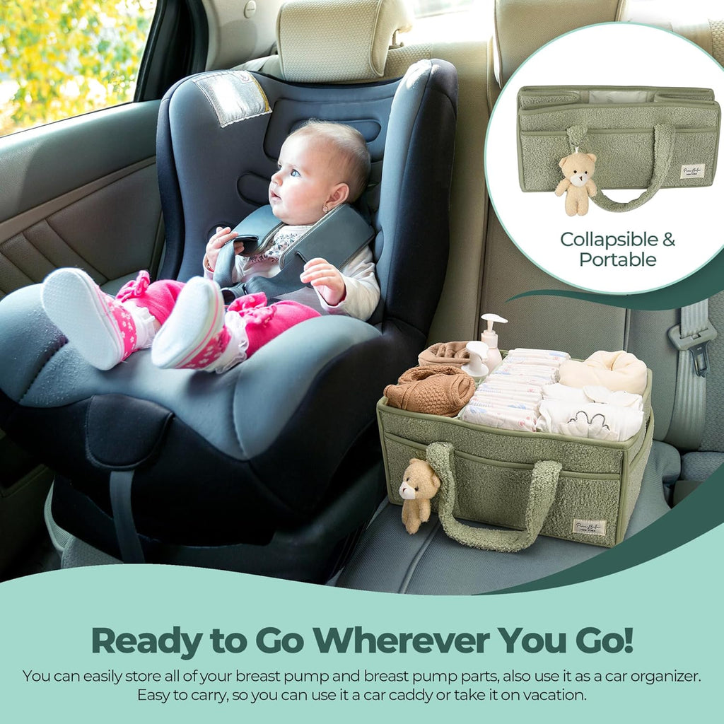 Diaper Caddy Organizer for Changing Table, Storage Basket for Wipes, Gift for Baby Shower, Car Organizer, Nursery
