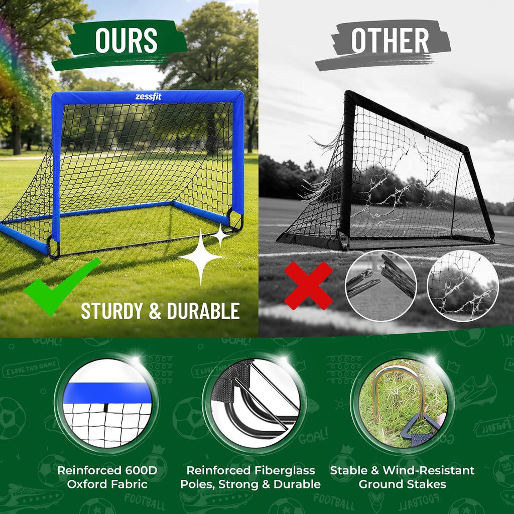 Kids Soccer Goal Set for Backyard, Portable Soccer Nets Set of 2 with Soccer Ball, Scoreboard, Agility Ladder, Cones