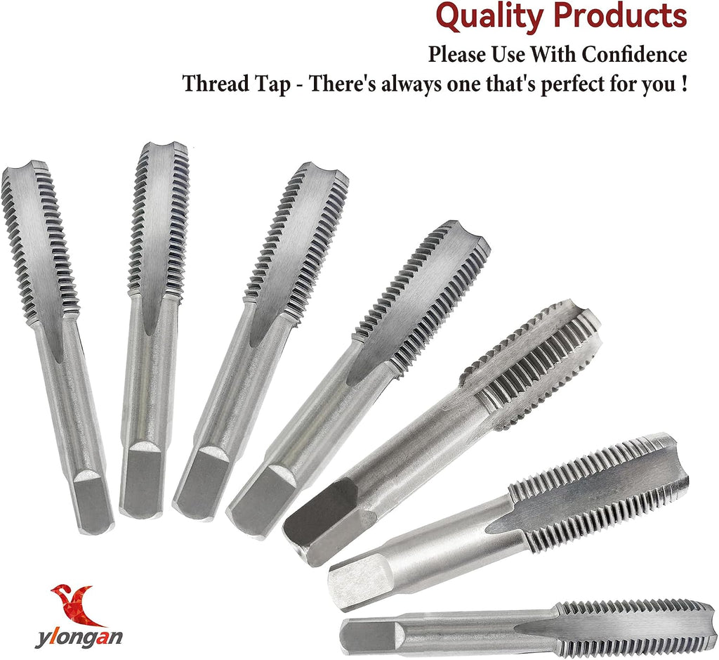 2Pcs M8x1.25 Metric Right-Hand Thread Tapping Tool, Hand Taper & Plug Tap