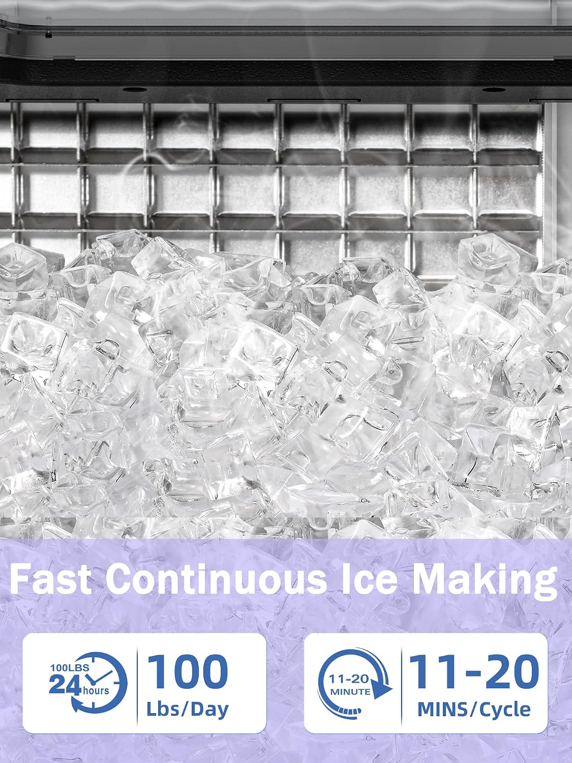 Commercial Ice Maker Machine 100Lbs/24H, Stainless Steel Undercounter Ice Maker with 33Lbs Storage Capacity