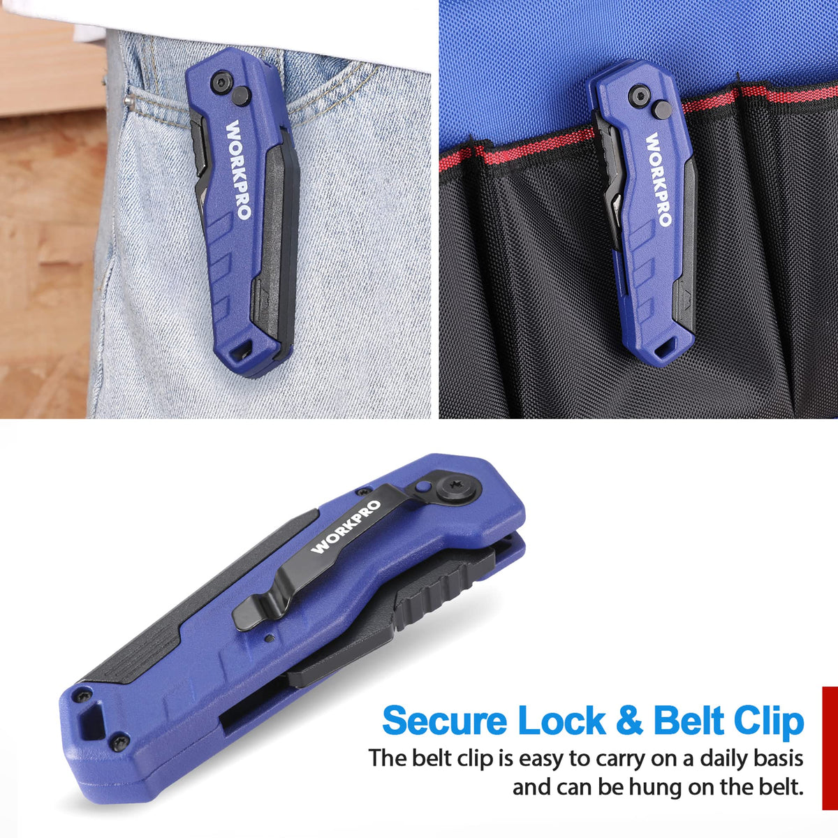 Folding Utility Knife, Quick Change Box Cutter, Blue