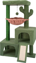 37.4" Cactus Cat Tree Tower with Twin Cat Condos for Indoor Cats, All-in-One Activity Center with Cat Scratching Post