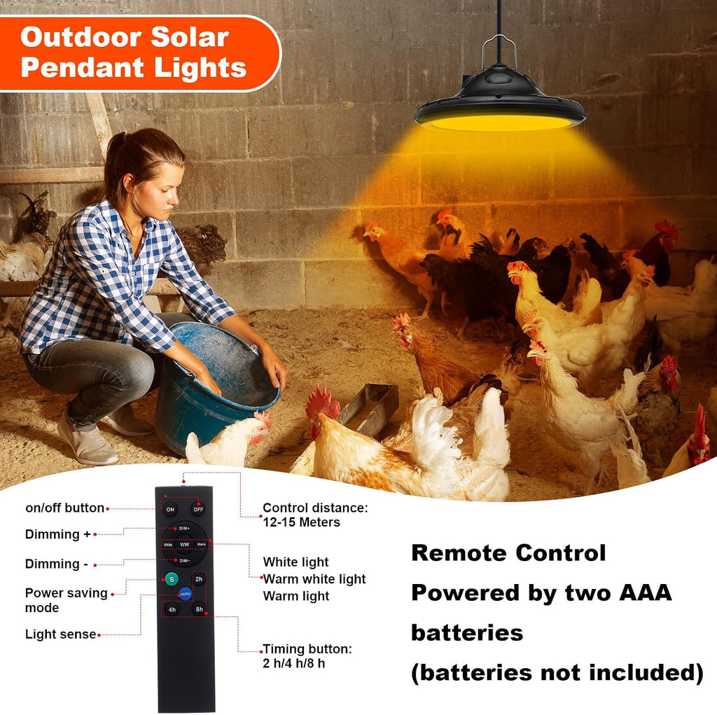 Solar Chicken Coop Shed Light, 160w Coop Heater, Single Light, Black