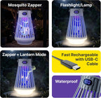 Zap Zone Defender Bug Zapper Outdoor Indoor Rechargeable Mosquito Zapper | UV Light USB-C Electric Insect Trap