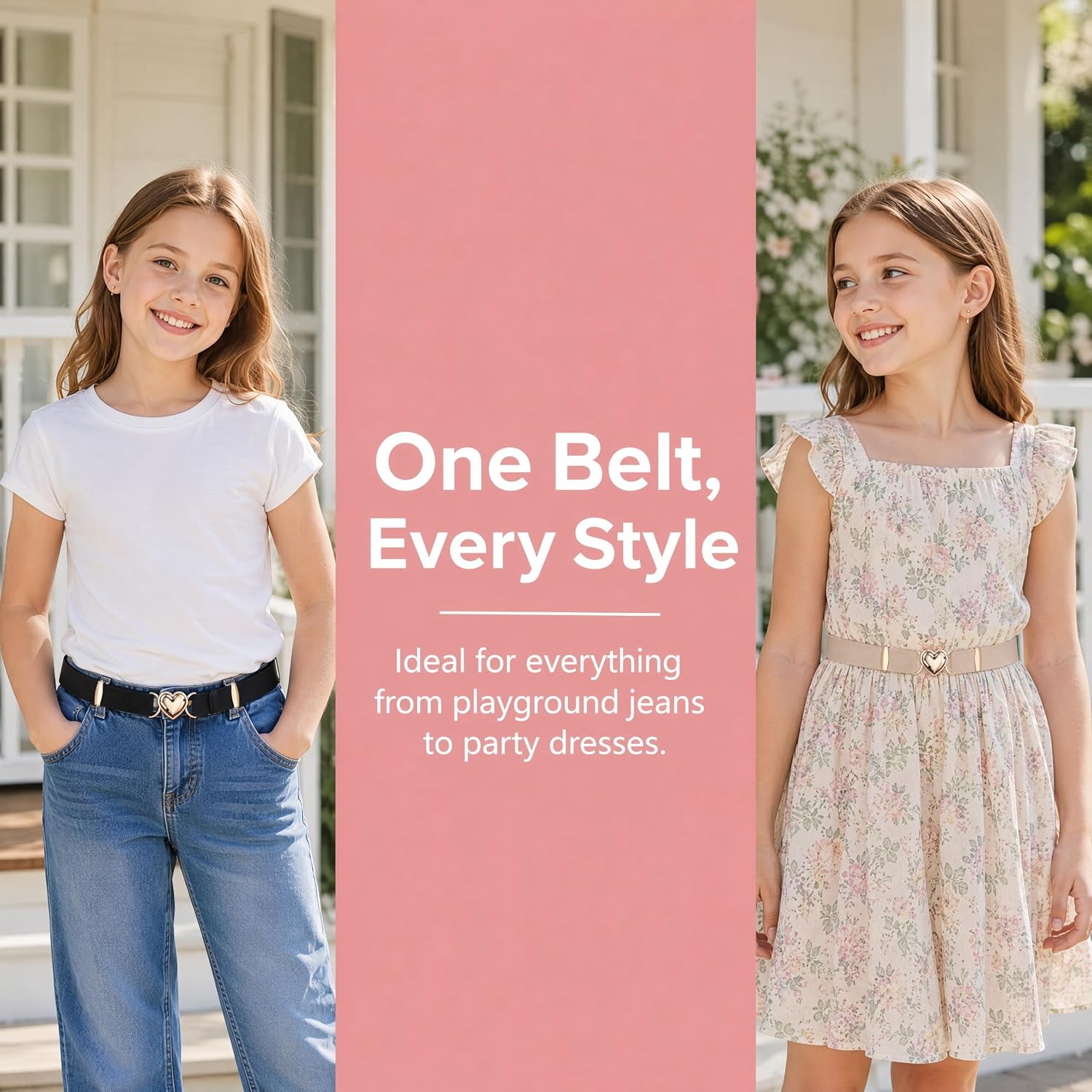 Elastic Belts 4 Pack with Gift Box Stretch Little Toddler Teen Kids Adjustable Uniform Belt Fashion Belt