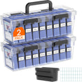 Trading Card Storage Box with Handle, Fit for Toploader, 2 Pcs | Stackable Reinforced Latch Case with 8 Adjustable