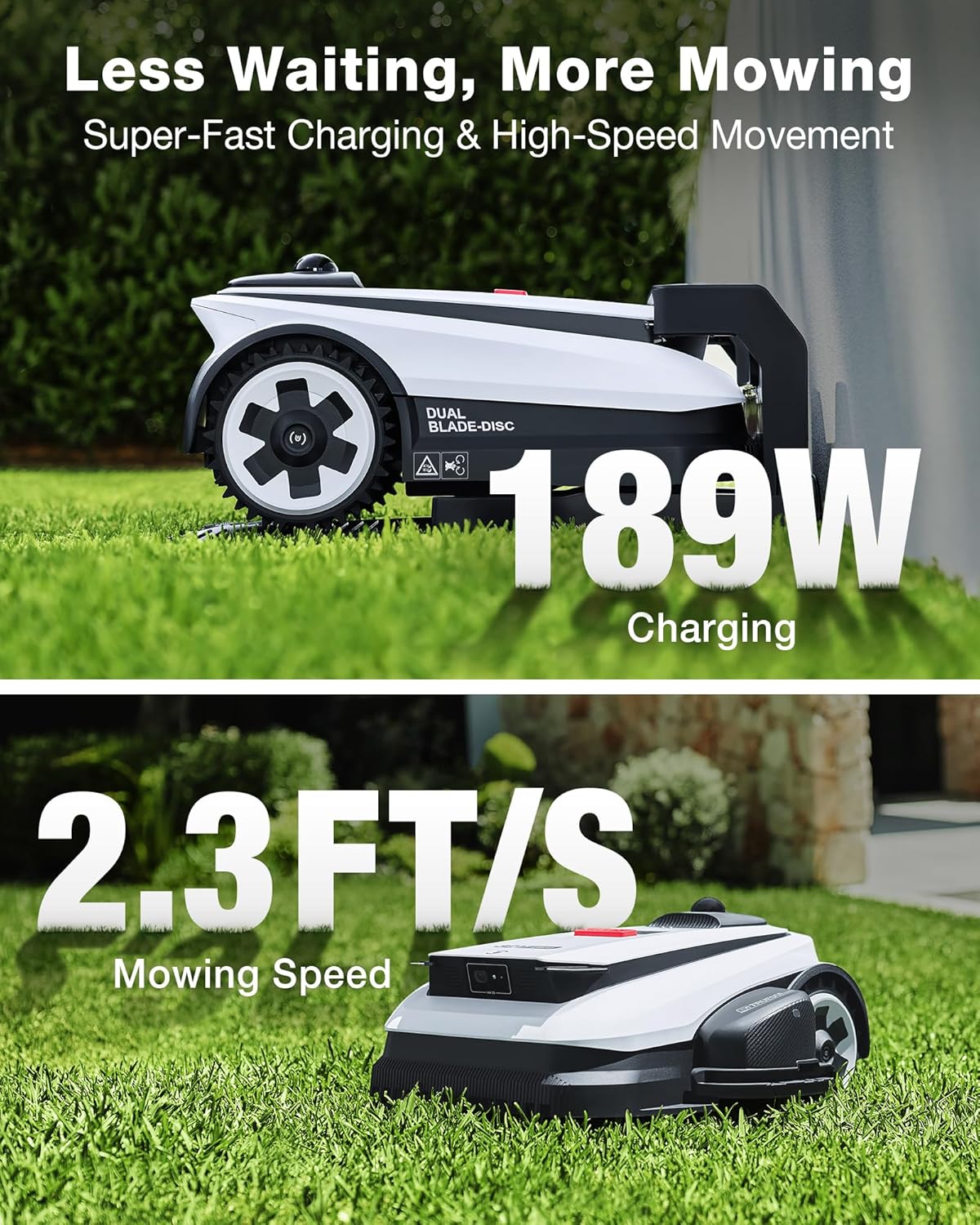 Goat A3000 LiDAR PRO Robotic Lawn Mower for Up to 3/4 Acre, 7500 mAh Battery with 189W Fast Charging, Wire-Free