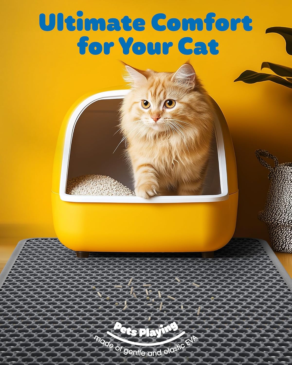 Cat Litter Mat - 23.2'' x 14.6'' Small Litter Trapping Mat, Easy to Clean Litter Box Mat, Waterproof, Urine-Proof