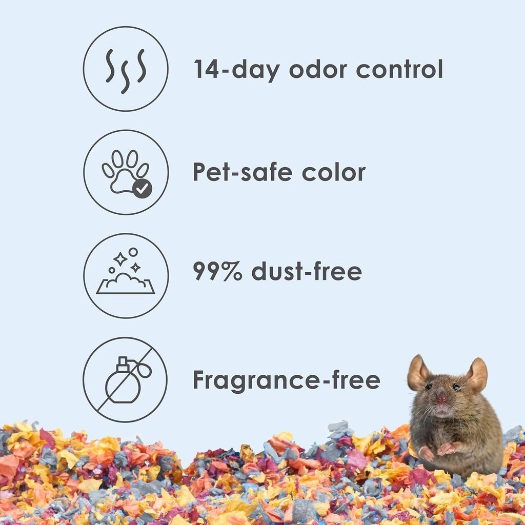 Clean & Cozy Colors, Small Animal Bedding with Extreme Odor Control, Kaleidoscope, 49.2 Liters