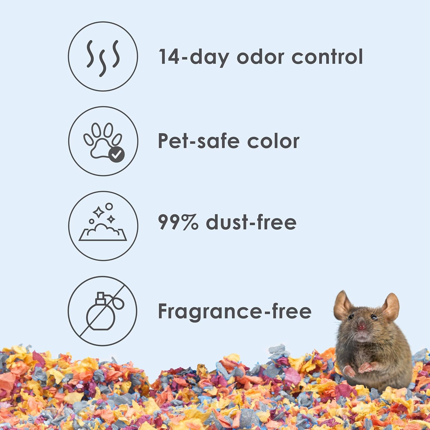 Clean & Cozy Colors, Small Animal Bedding with Extreme Odor Control, Kaleidoscope, 24.6 Liters