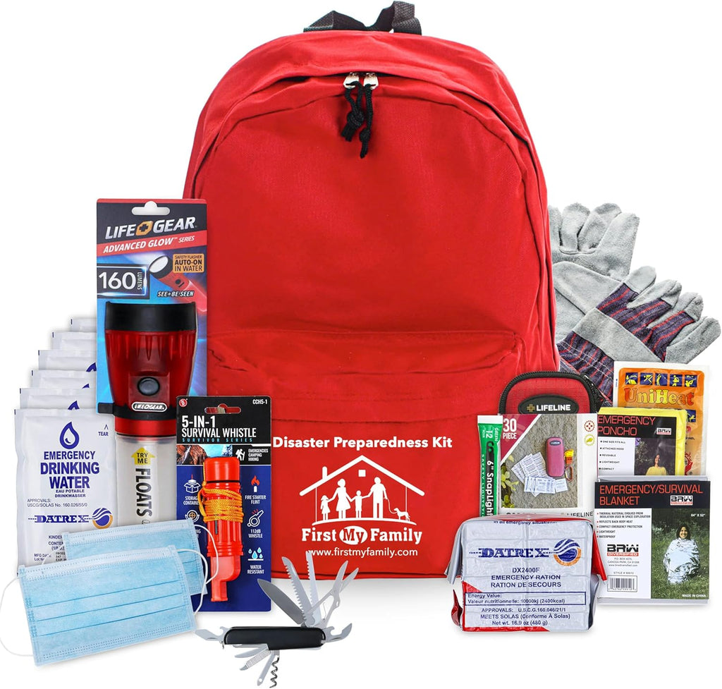 First My Family All-in-One Premium 1-Person, 72-Hour Bug Out Bag for Earthquakes, floods, tsunamis and Other